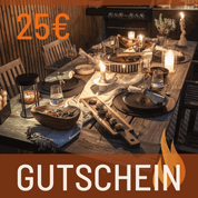 HOTTY Gutschein, 25€, perfect for spontaneous gifts, flexible use, welcoming atmosphere with lit candles and dinner setup.