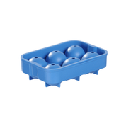 Blaue Silikon-Eiswürfelform für runde Eiswürfel, ideal für BBQ und Getränke.