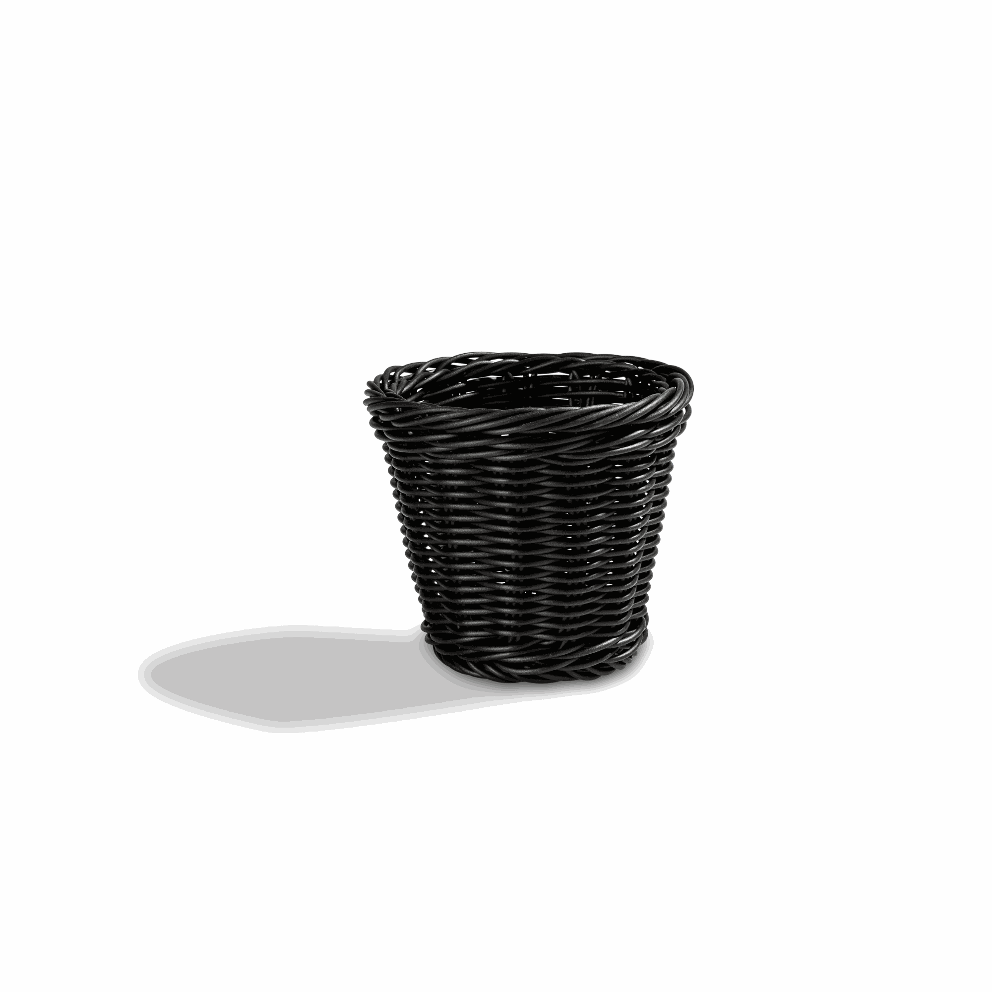 Pommeskörbchen in modernem, schwarzem Design zur stilvollen Präsentation von Pommes und Fingerfood.