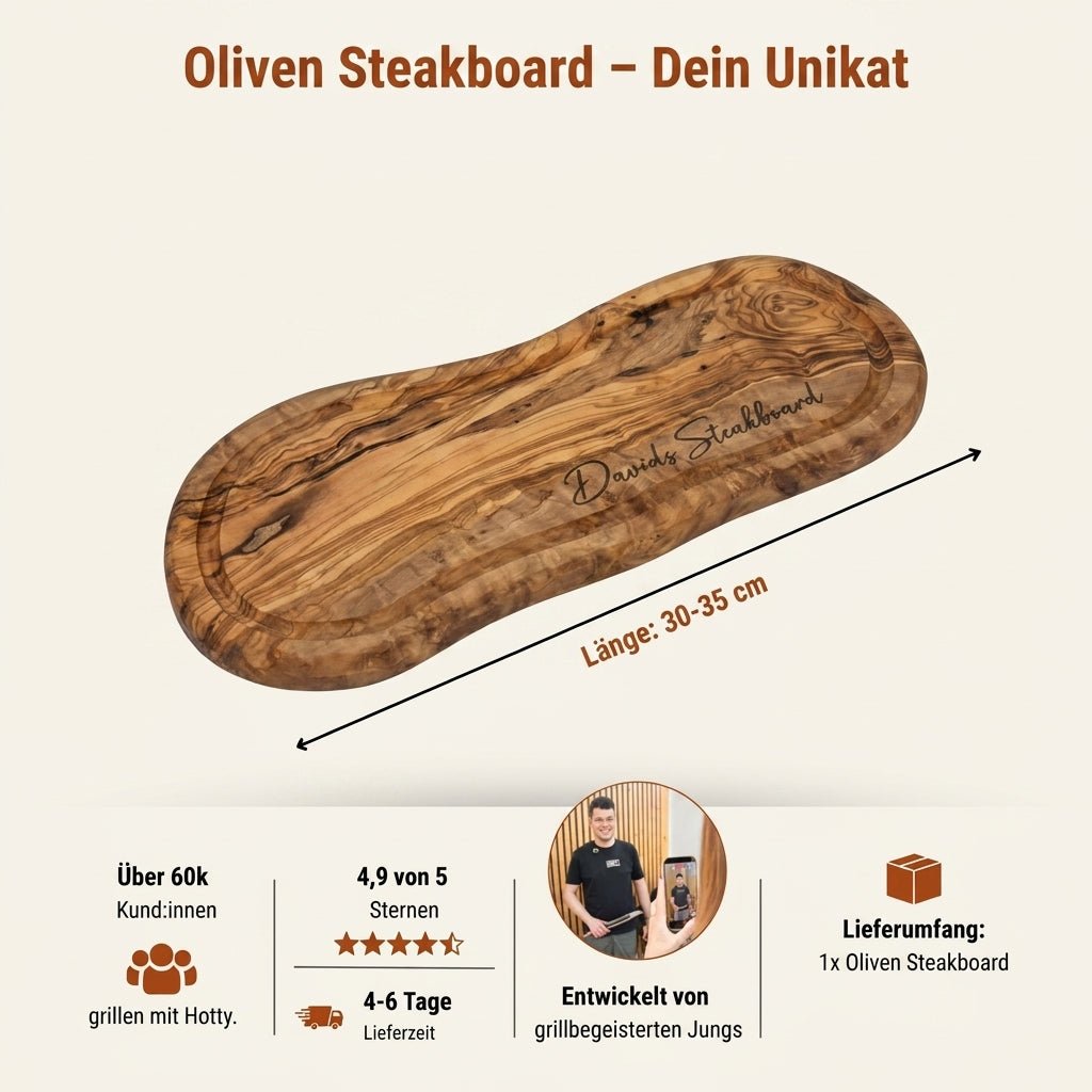 Steak Board Olive - mit Gravur - Hotty